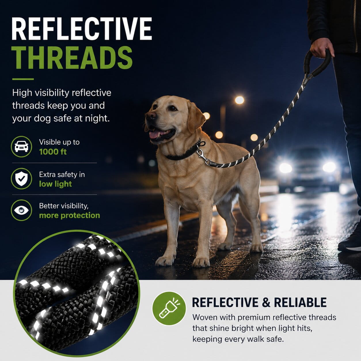 BetterLeash™ Strong Reflective Dog Leash