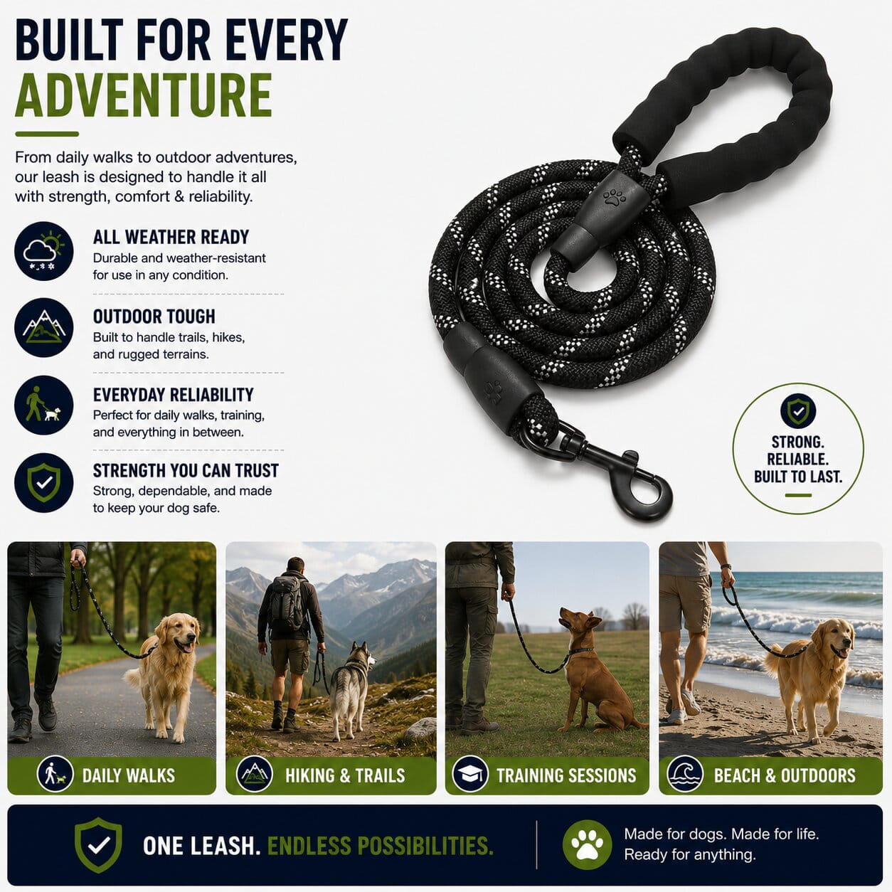 BetterLeash™ Strong Reflective Dog Leash
